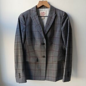 Brooks Brothers Wool Blazer Gray Red Plaid Women's 6